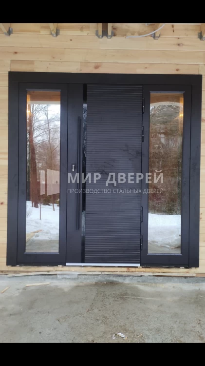 Дверь для дома с большими боковыми вставками - фото