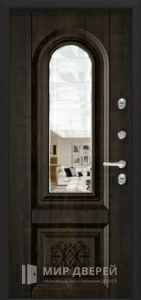 Дверь на улицу для деревянного дома с зеркалом №11 внутренняя - фото